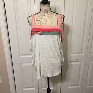 Celeste Womens Large Floral Cold Shoulder Top Oversized Draped Colorblock